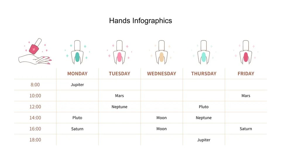 Chart With Different Nail Polish Colors Google Slide Theme And Powerpoint Template Slidedocs
