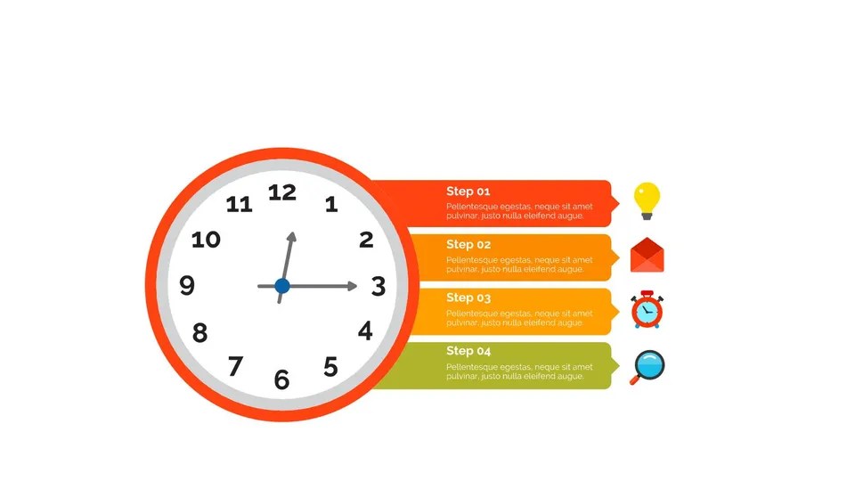 Clock With Five Steps To Start Google Slide Theme And Powerpoint