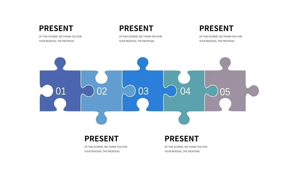 Group Of Four Pieces Of Jigsaw Puzzle Google Slide Theme And Powerpoint