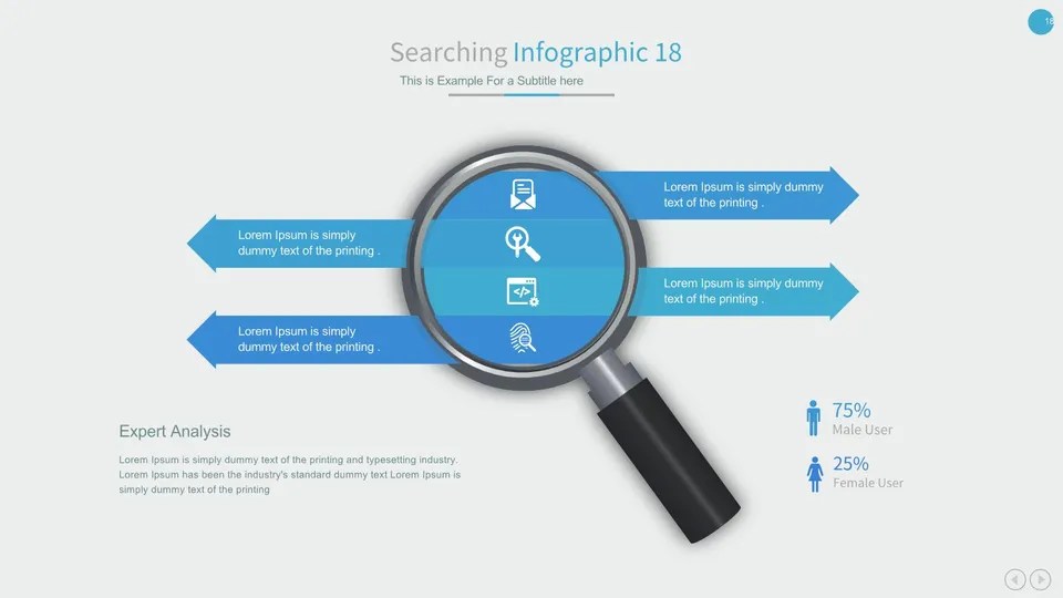 Magnifying Glass With Icons Google Slide Theme And Powerpoint Template
