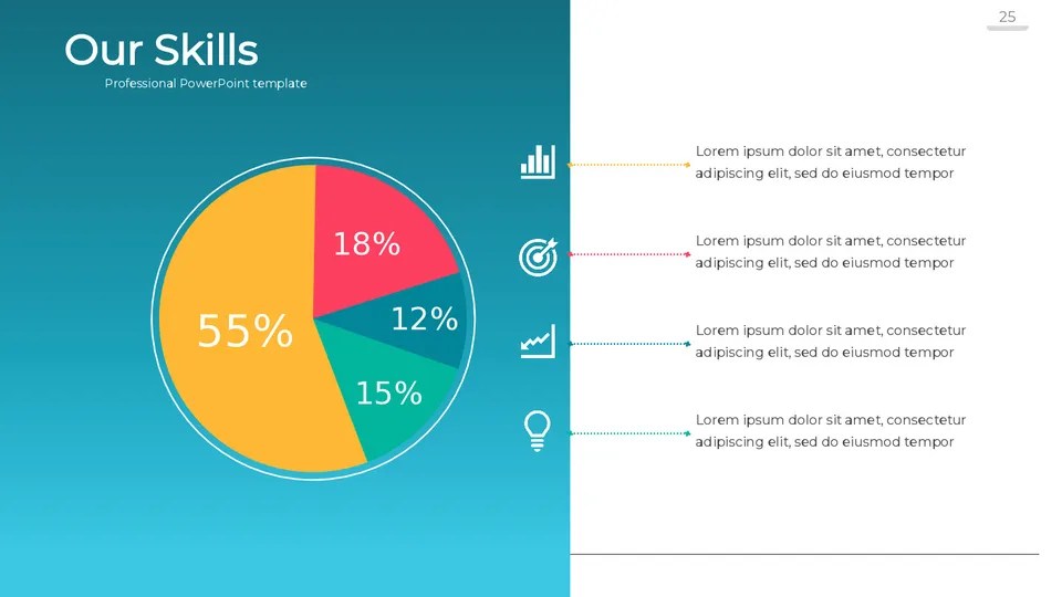 Pie Chart With The Words Our Skills On It Google Slide Theme And