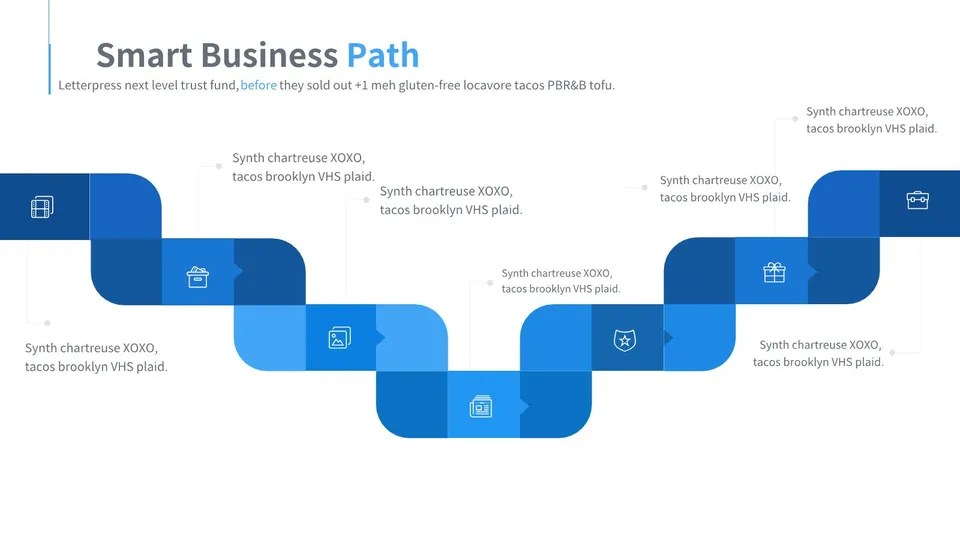 Series Of Blue Wavy Lines With Icons Google Slide Theme And Powerpoint Template Slidedocs