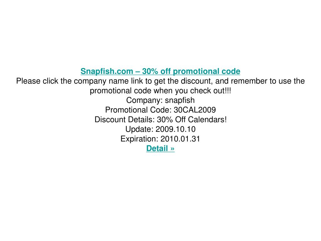 PPT snapfish promo codes PowerPoint Presentation, free download ID