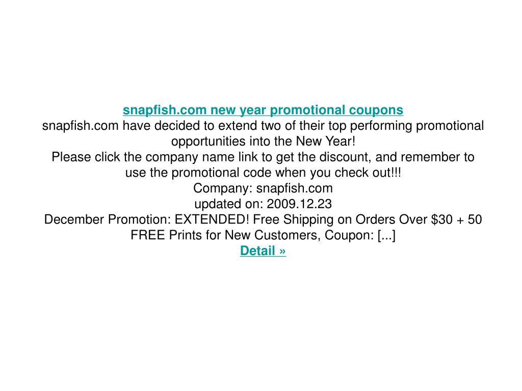 PPT snapfish promo codes PowerPoint Presentation, free download ID