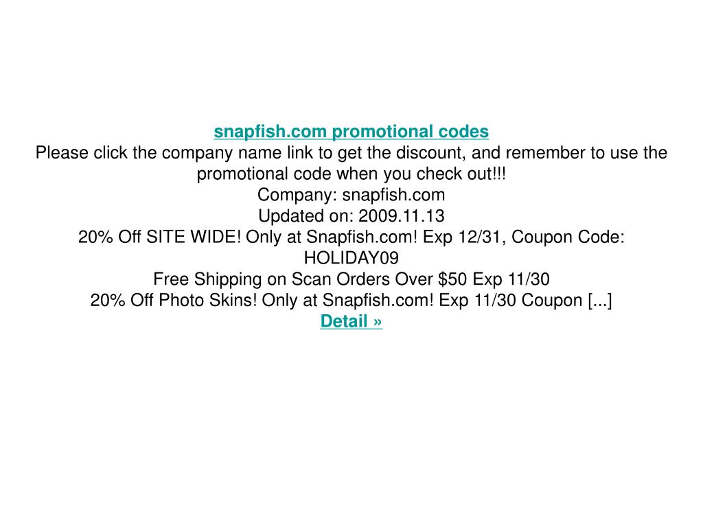 PPT snapfish promo codes PowerPoint Presentation, free download ID
