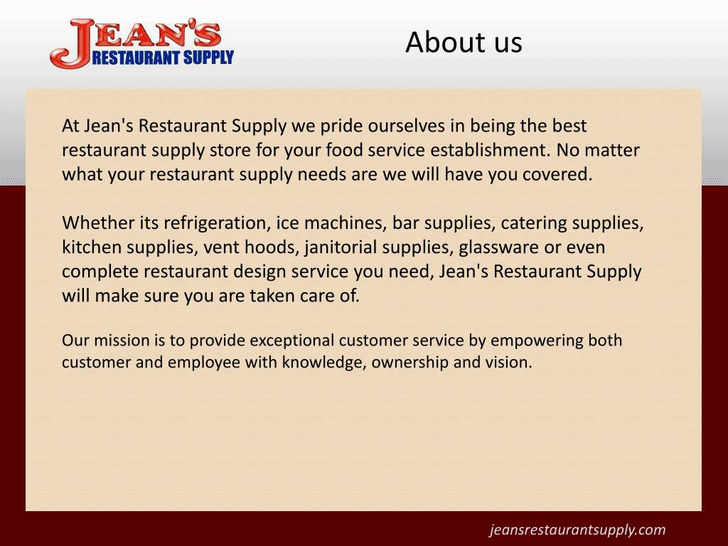 PPT Jean's Restaurant Supply New/Used Restaurant Supplies