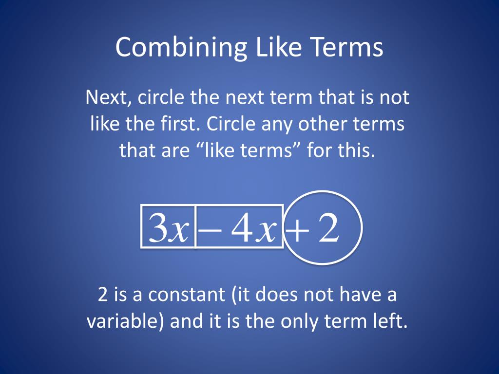 PPT Combining Like Terms and Distributive Property PowerPoint