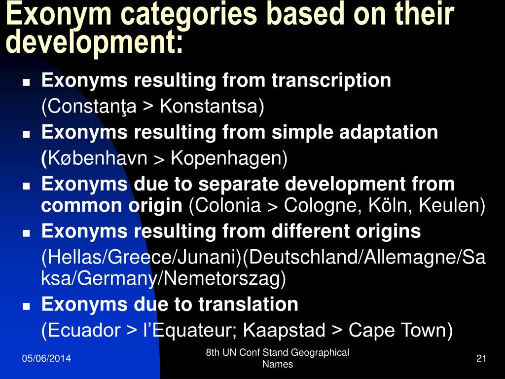 PPT toponymy course Exonyms PowerPoint Presentation, free download