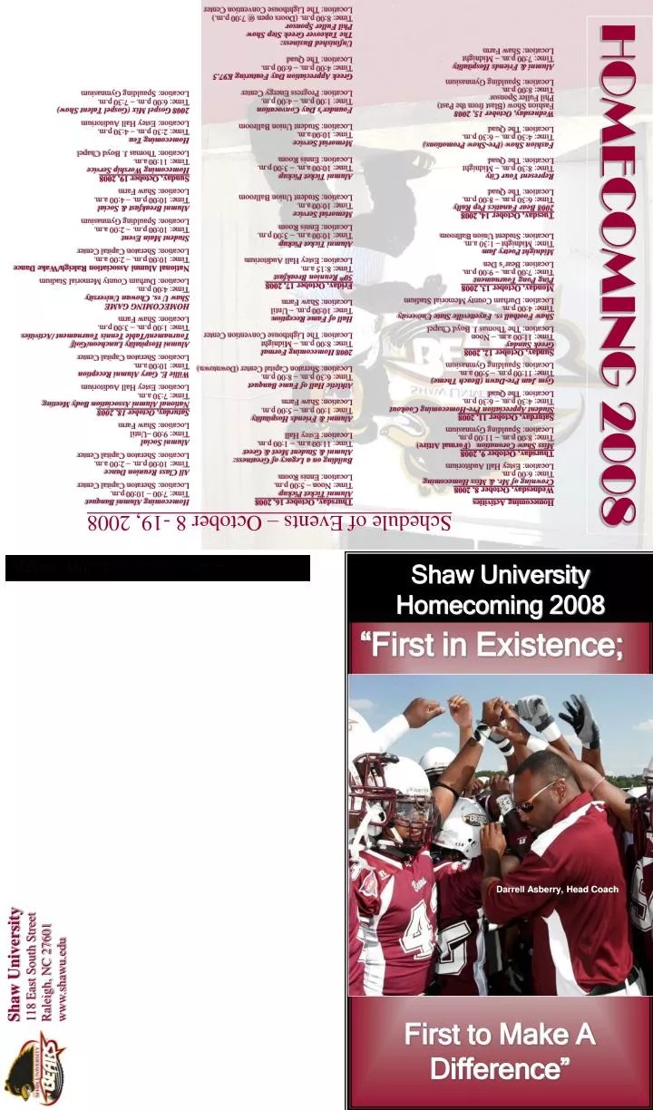 PPT Shaw University 2008 PowerPoint Presentation, free