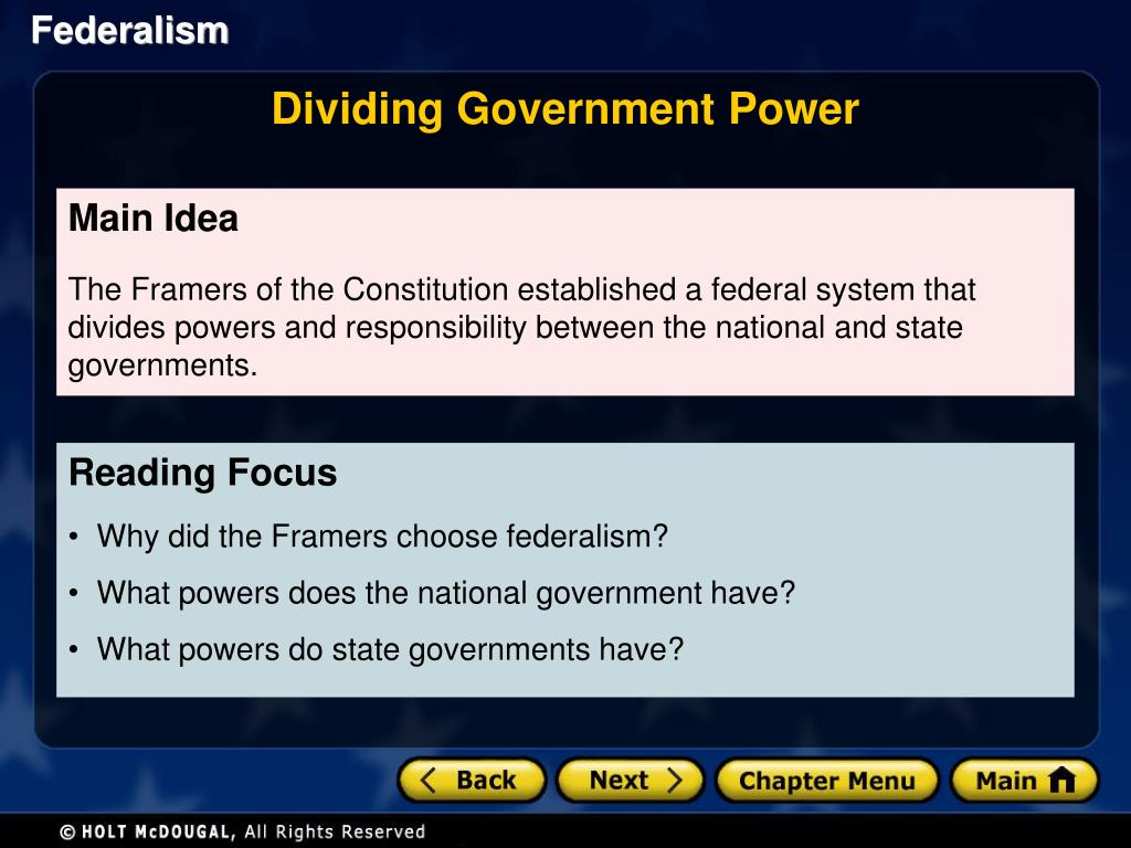 PPT Section 1 Dividing Government Power Section 2 American