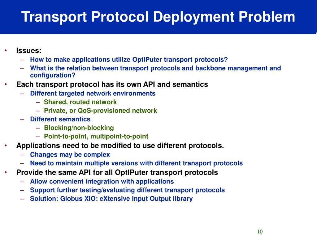 PPT Optiputer High Performance Transport Protocols & Implementation