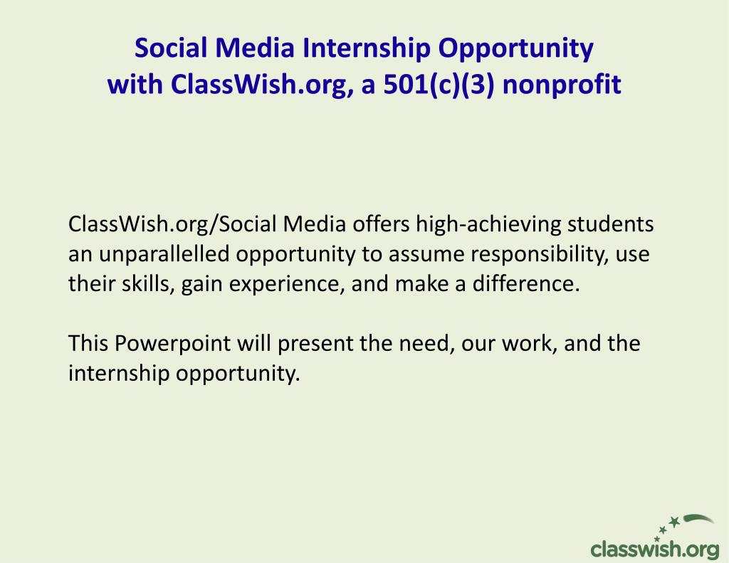 PPT Social Media Internship Opportunity PowerPoint