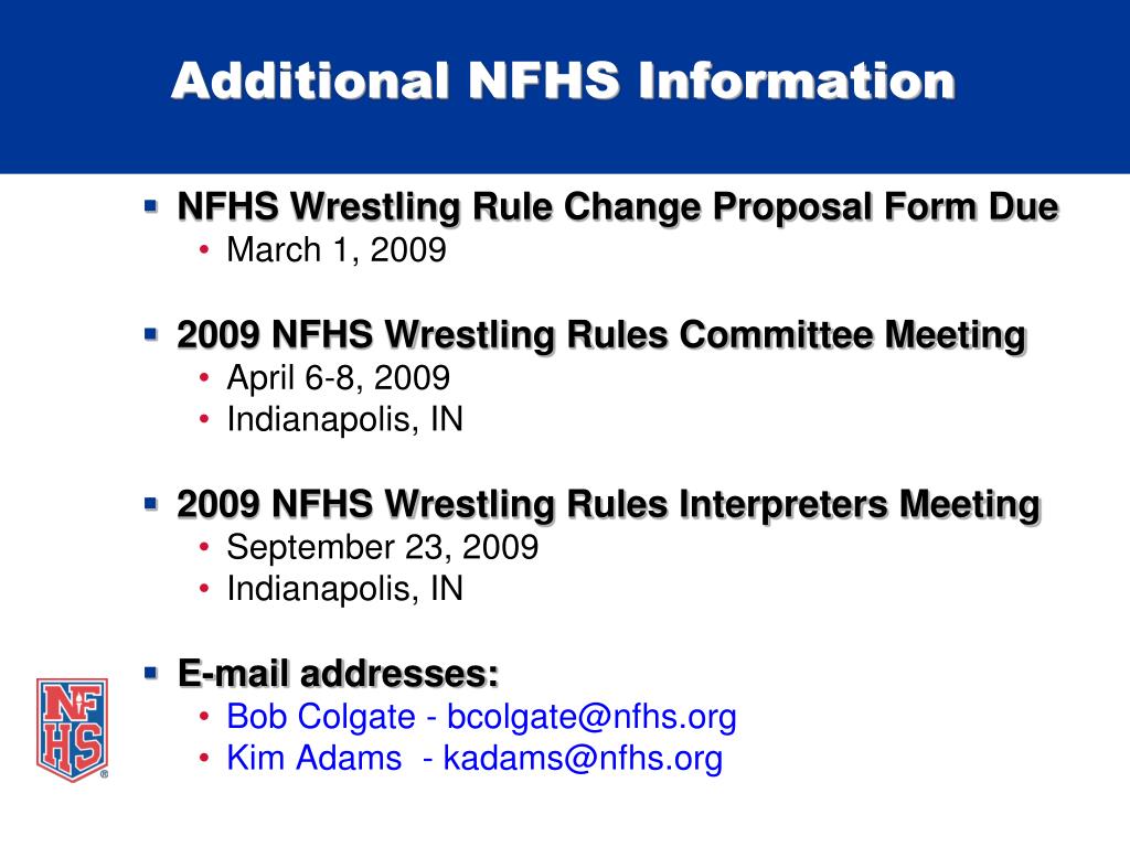 PPT 200809 NFHS Wrestling Rules Changes PowerPoint Presentation