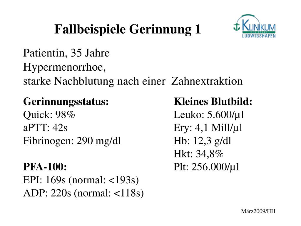 PPT Fallbeispiele Gerinnung 1 PowerPoint Presentation, free download ID1040335