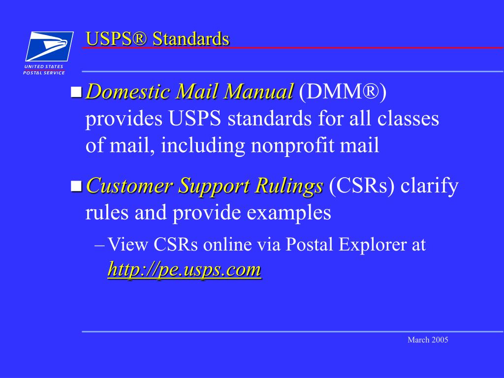 PPT Content Requirements Nonprofit Standard Mail PowerPoint