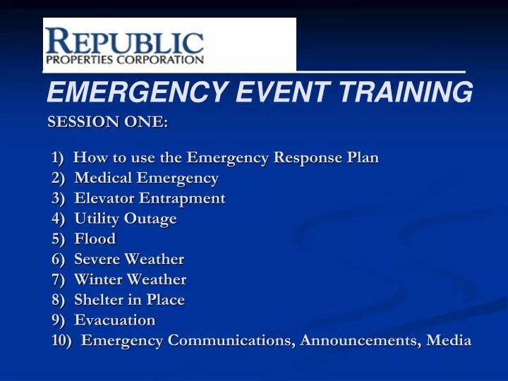 PPT EMERGENCY EVENT TRAINING PowerPoint Presentation, free download