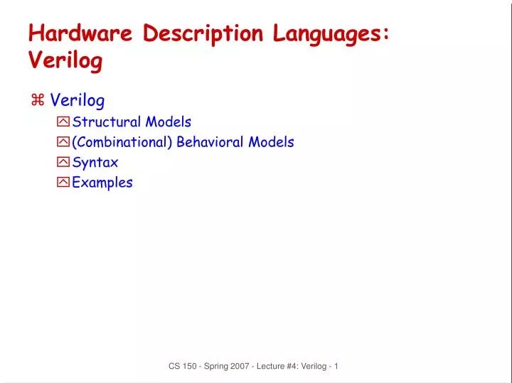 PPT Hardware Description Languages Verilog PowerPoint Presentation