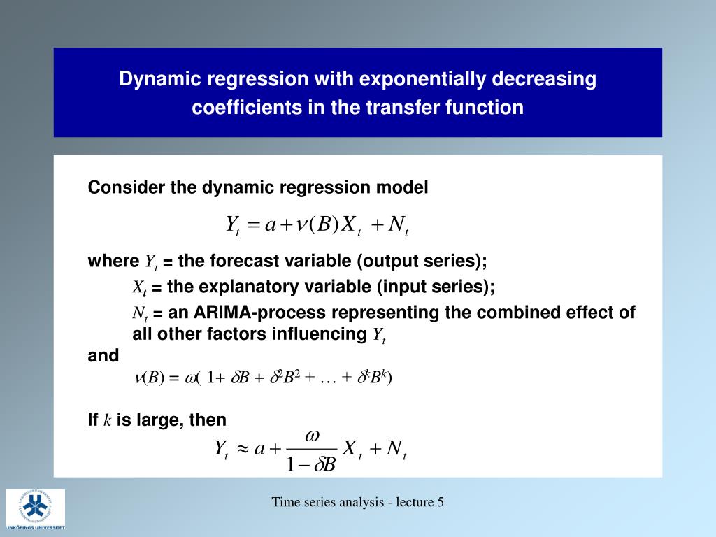 PPT Dynamic regression with exponentially decreasing coefficients in
