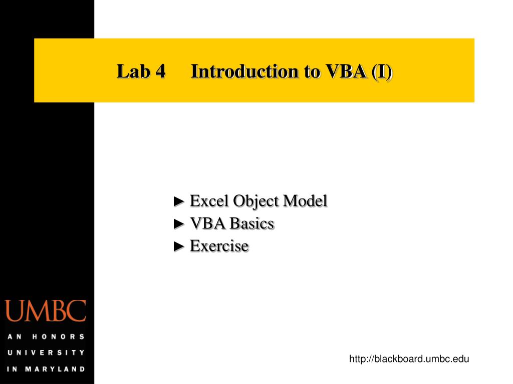 PPT Lab 4 Introduction to VBA (I) PowerPoint Presentation, free