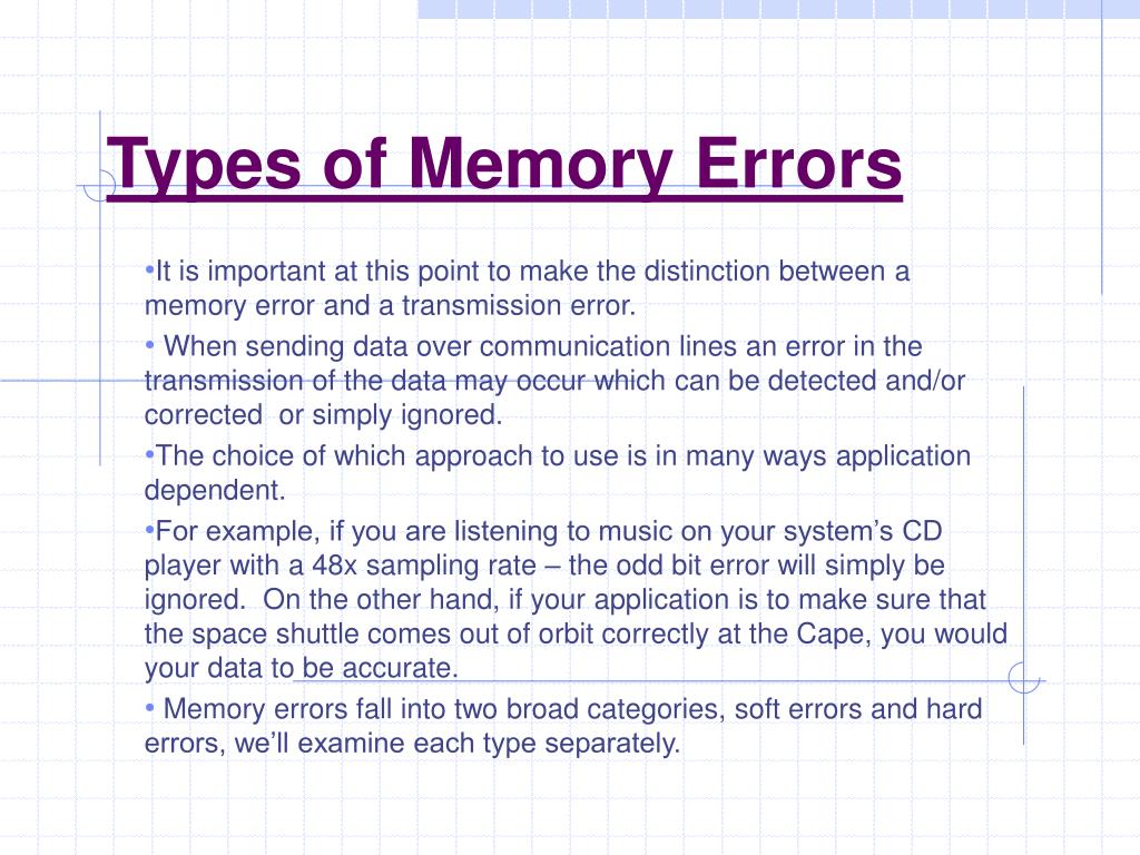 PPT Types of Memory Errors PowerPoint Presentation, free download
