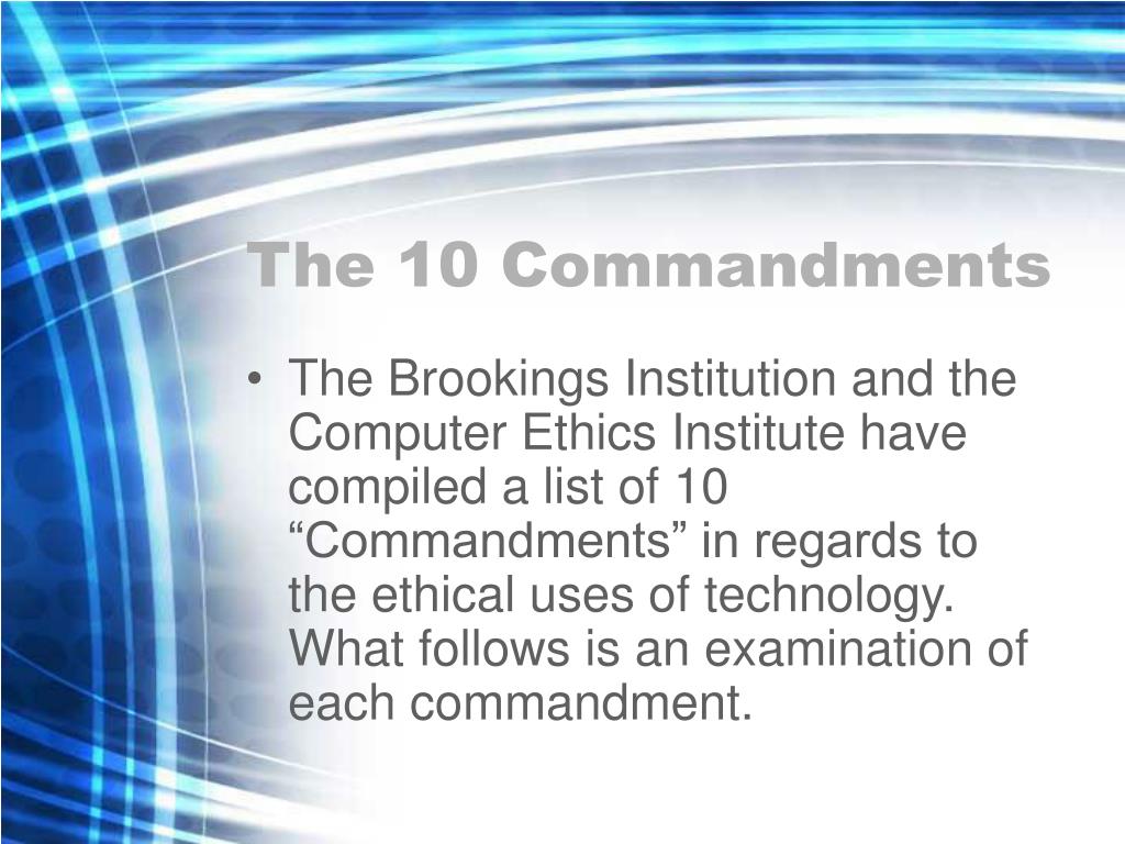 PPT The Ten Commandments of Computer Ethics PowerPoint Presentation