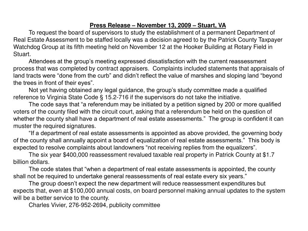 PPT Patrick County Taxpayer Watchdog Group (PCTWG) PowerPoint