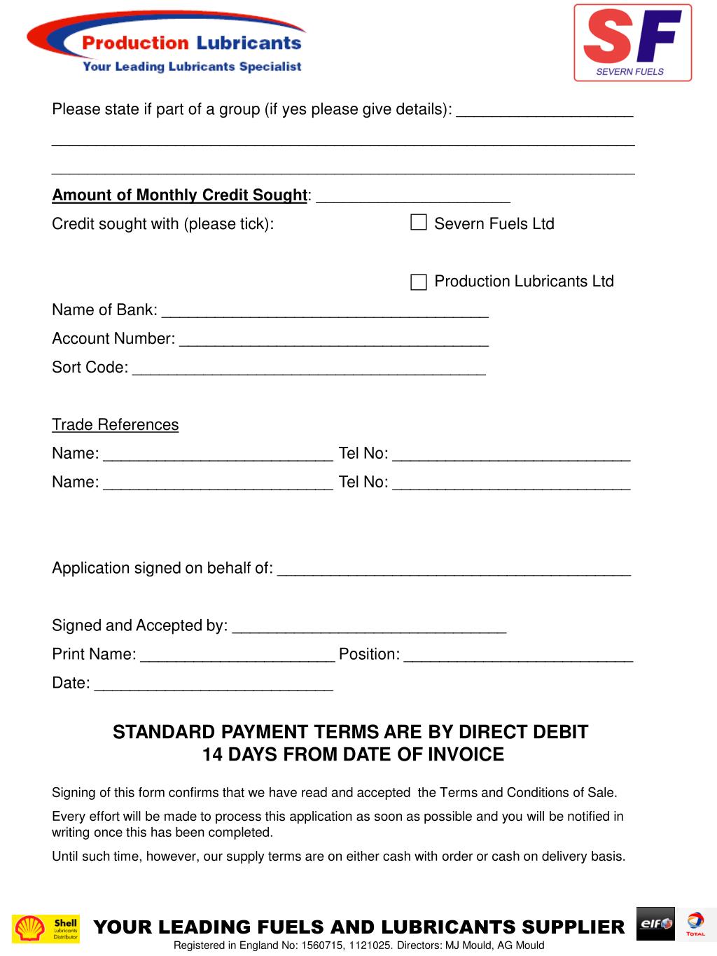 PPT APPLICATION FORM FOR FUEL CARD ACCOUNT PowerPoint Presentation