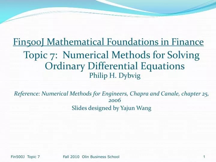 PPT Fin500J Mathematical Foundations in Finance Topic 7 Numerical