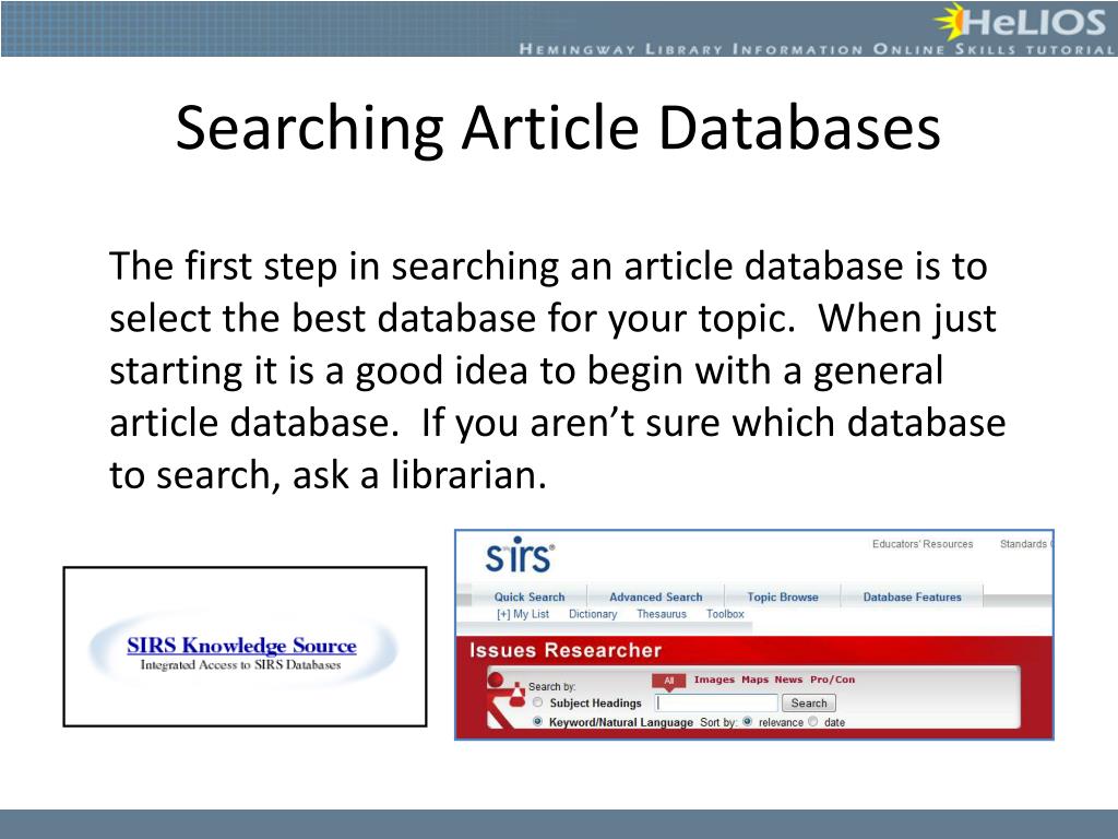 PPT Article Databases PowerPoint Presentation, free download ID1083874