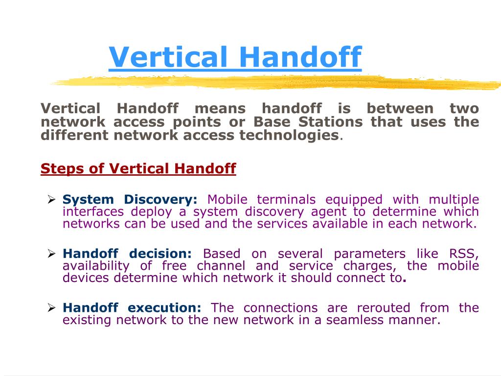 PPT Multi Parameter Based Vertical Handoff Decision in Next