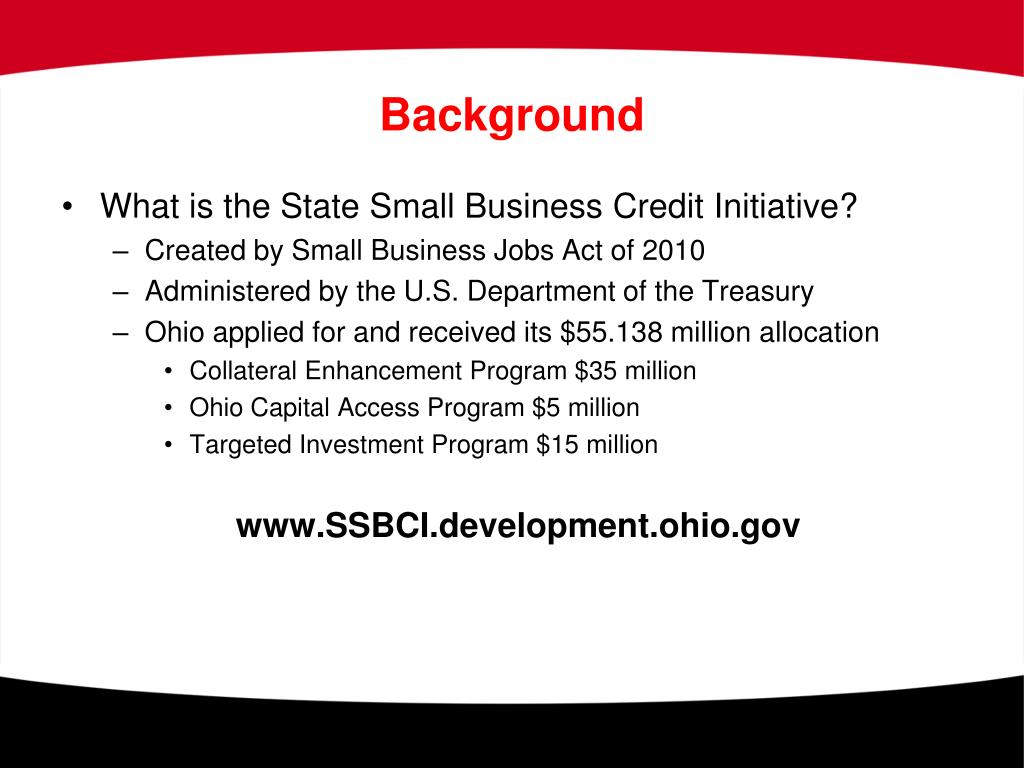 PPT State Small Business Credit Initiative PowerPoint Presentation