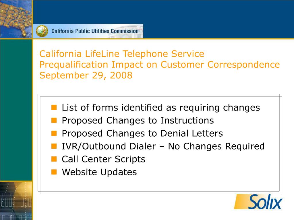 PPT California LifeLine Telephone Service Prequalification Impact on