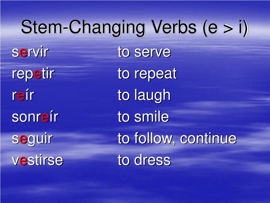 PPT Present Tense StemChanging Verbs PowerPoint Presentation, free