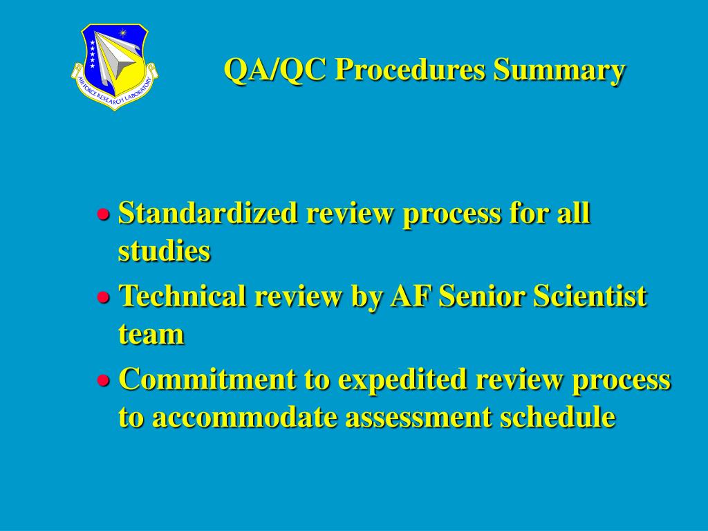 PPT Development, QA/QC and Status of Study Protocols PowerPoint