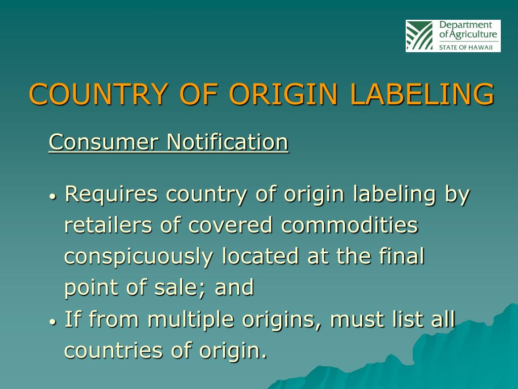 PPT COUNTRY OF ORIGIN LABELING (COOL) CTAHR Agricultural Education PowerPoint