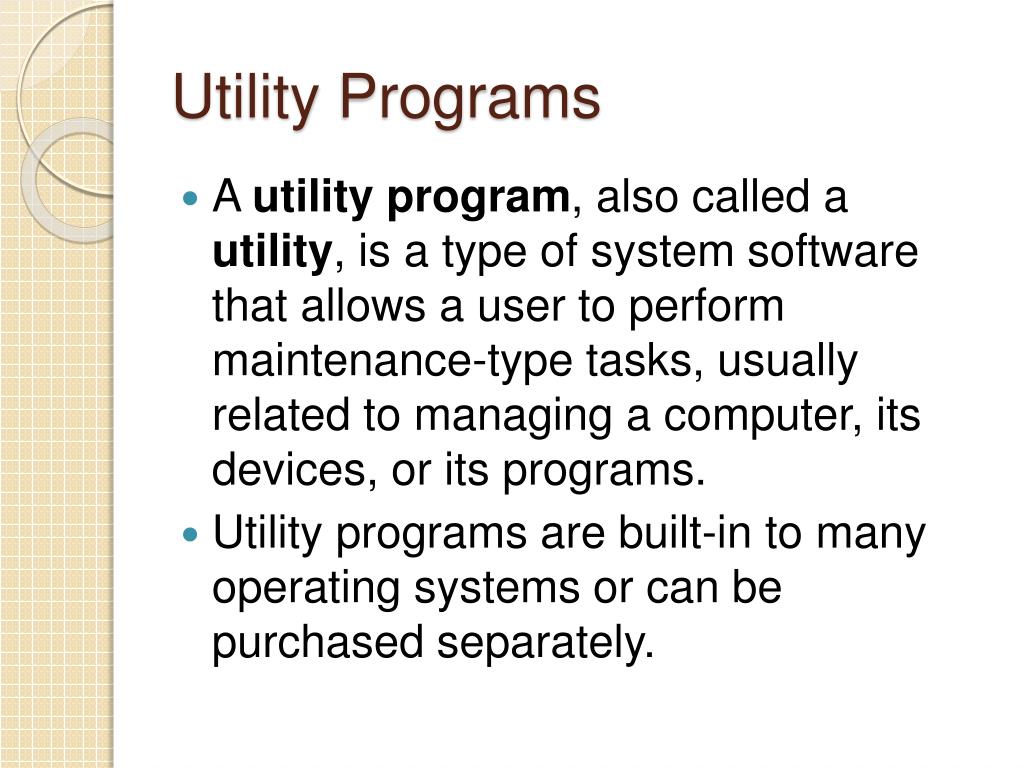PPT Utility Programs PowerPoint Presentation, free download ID1102904
