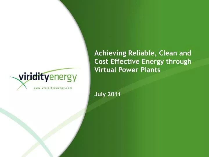 PPT Achieving Reliable, Clean and Cost Effective Energy through