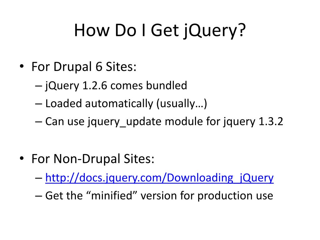 PPT Introduction to jQuery (for Drupal) PowerPoint Presentation, free