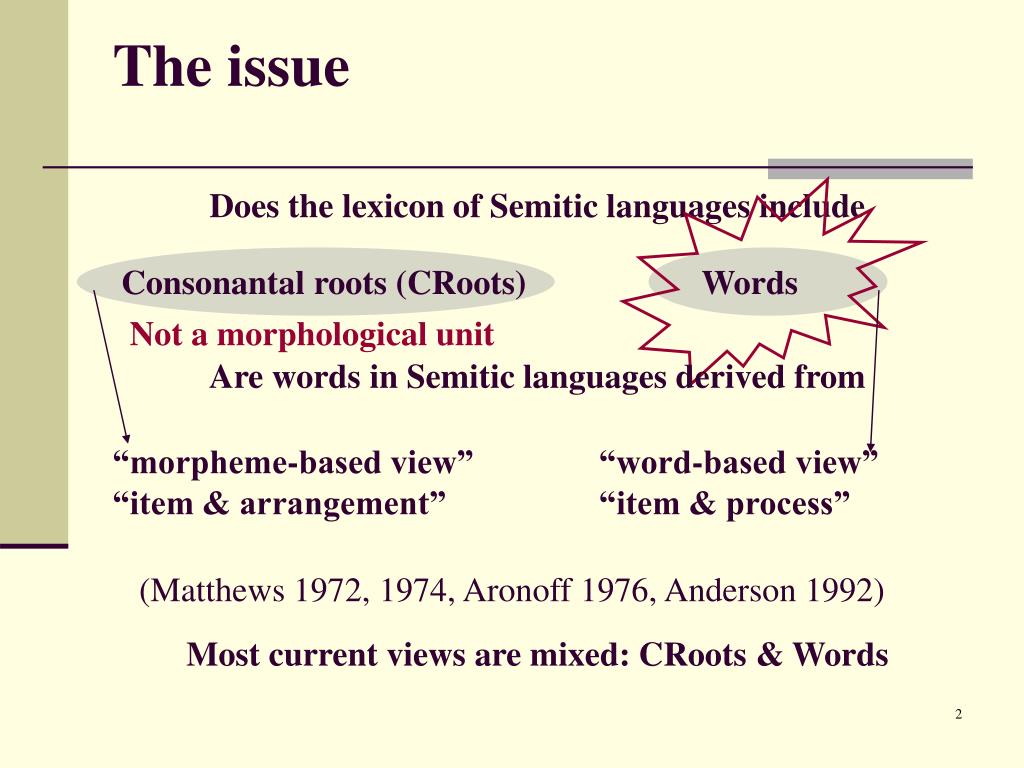 PPT Lexical Representation in Semitictype Morphology A Phonological Perspective PowerPoint