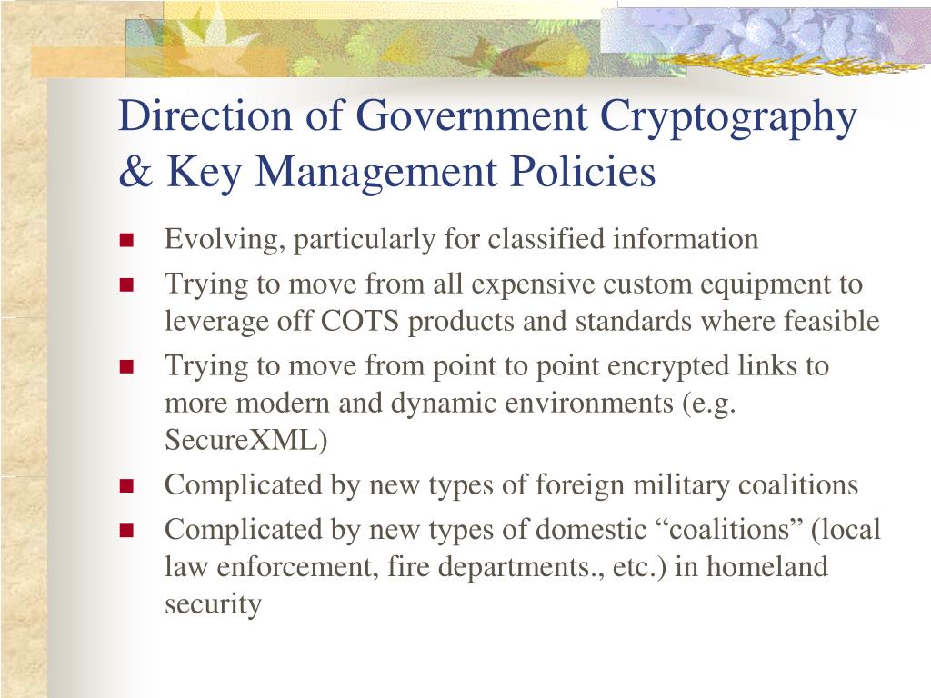 PPT Sample U.S. Government Cryptography and Key Management Methods