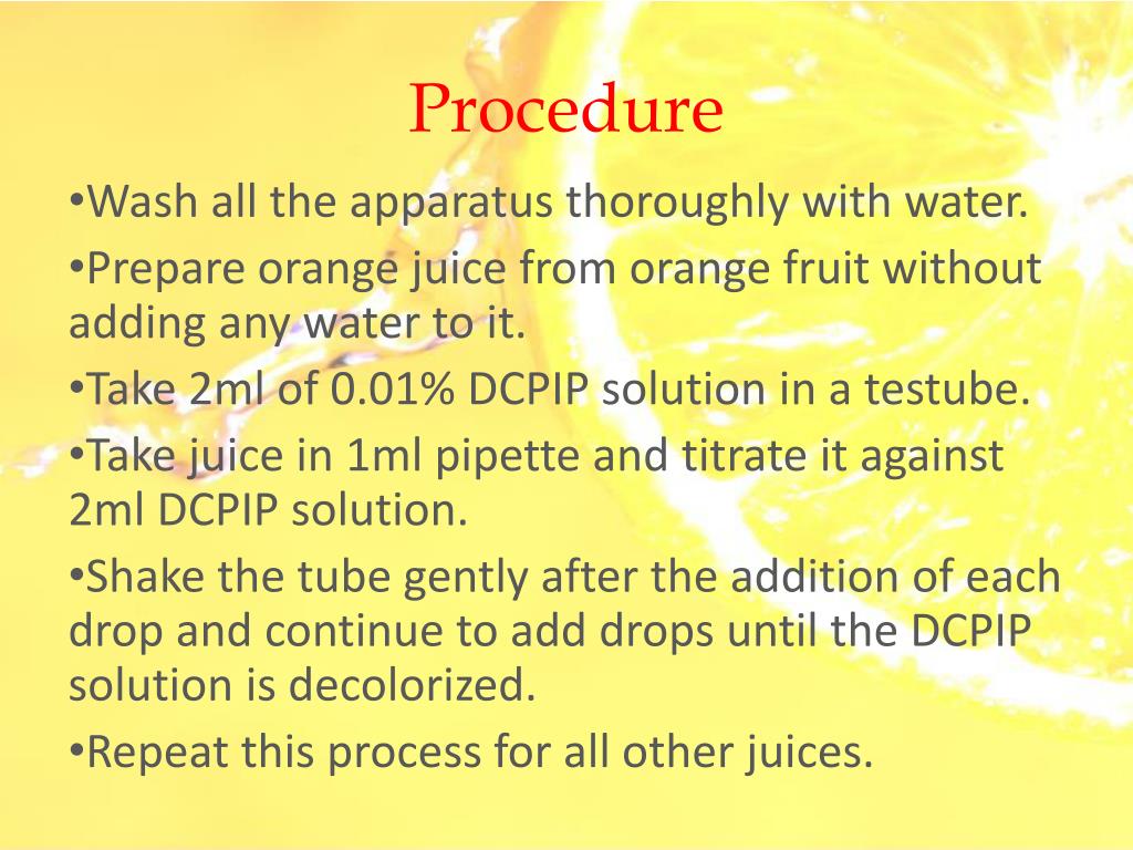 PPT VITAMIN C CONCENTRATION IN DIFFERENT ORANGE JUICE BRANDS