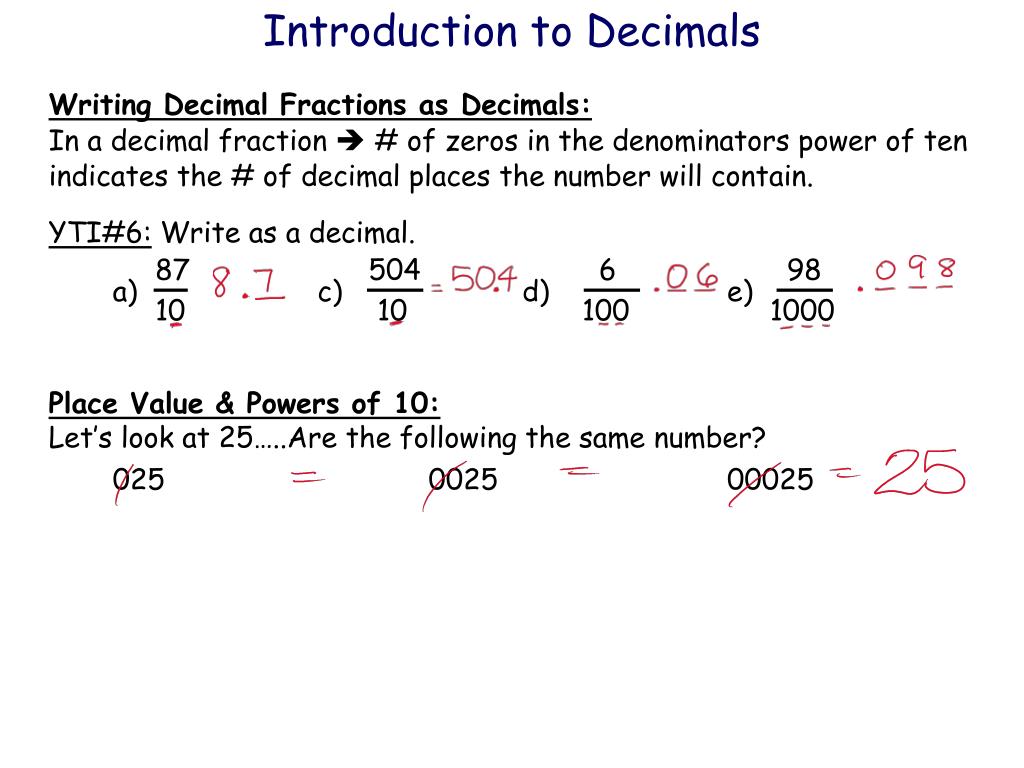PPT Introduction to Decimals PowerPoint Presentation, free download