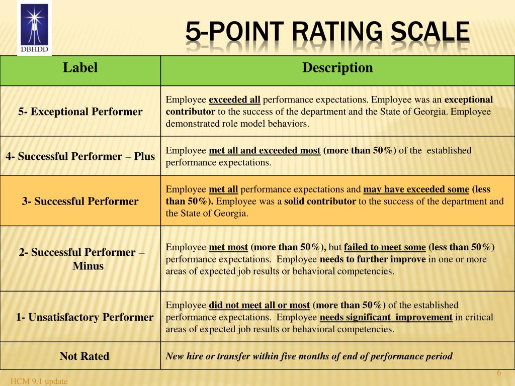 5 Point Performance Rating Scale
