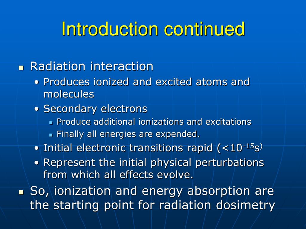PPT Radiation Dosimetry (Measurement of Absorbed Dose) PowerPoint