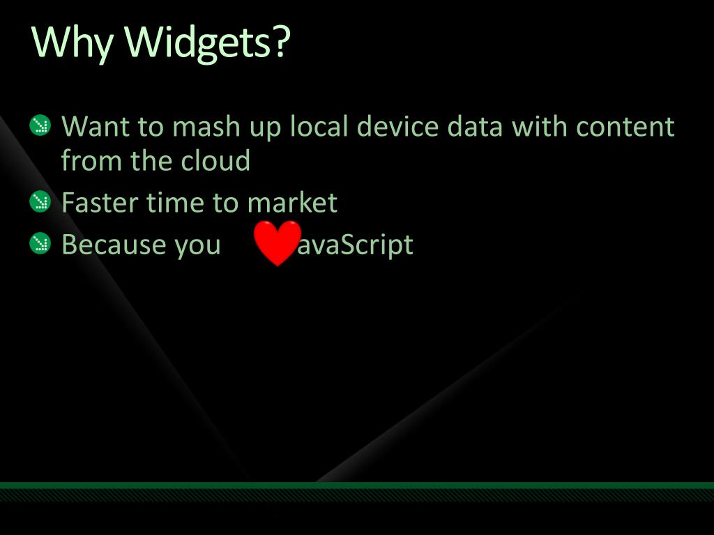 PPT  and Widgets A quick overview PowerPoint Presentation, free
