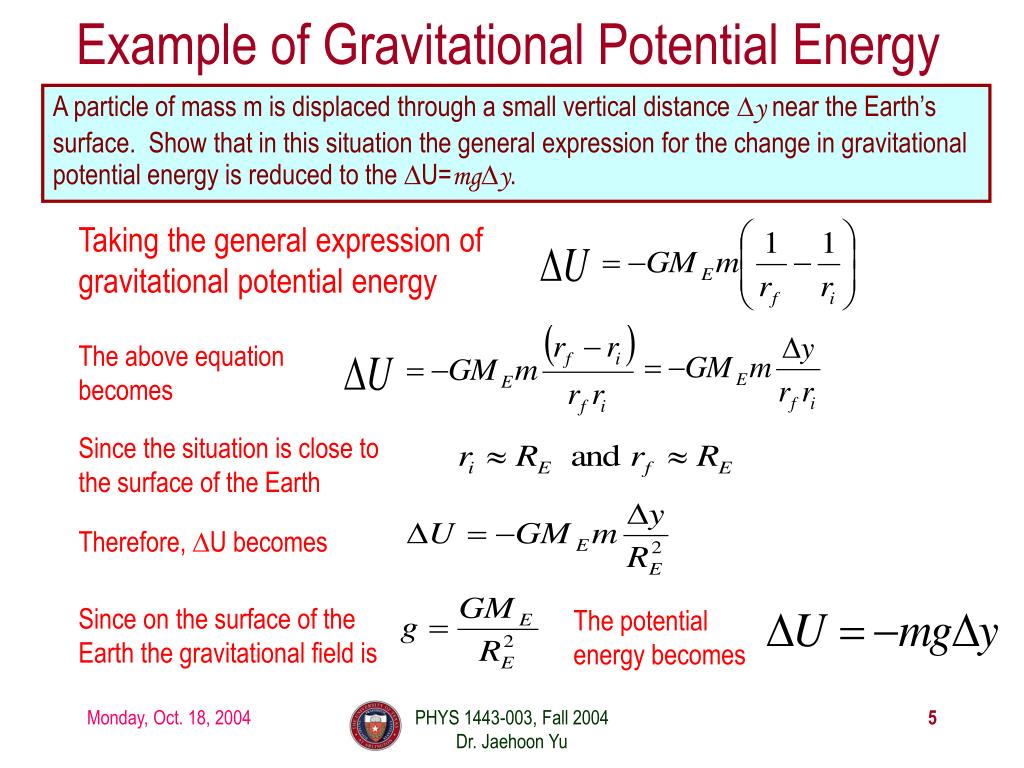Change In Gravitational Potential Energy Formula