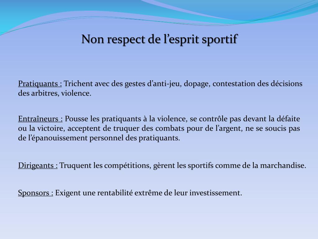 PPT L’esprit Sportif PowerPoint Presentation, free download ID1152518