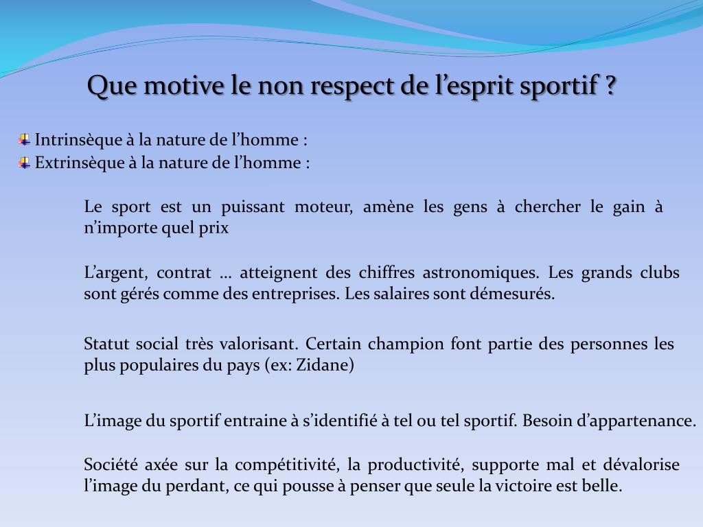PPT L’esprit Sportif PowerPoint Presentation, free download ID1152518