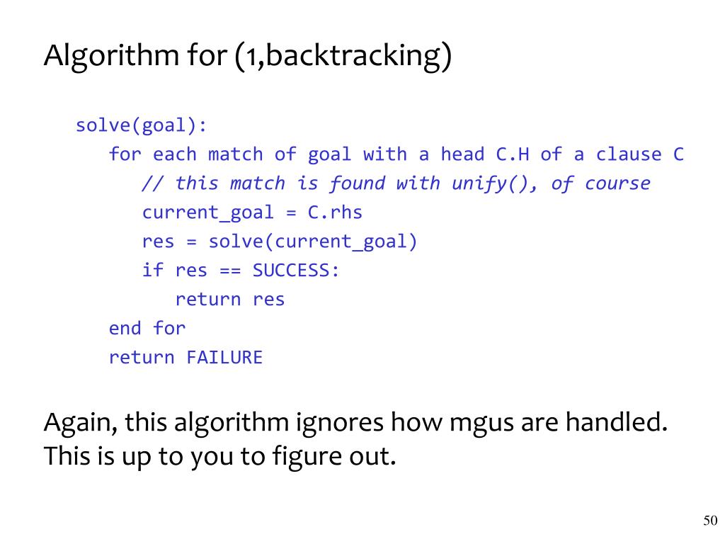 PPT Lecture 7 Implementing Prolog unification, backtracking with