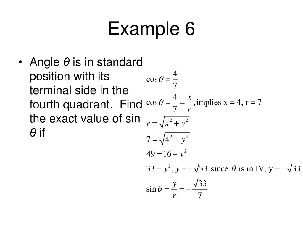 PPT 4.4 Trigonmetric functions of Any Angle PowerPoint Presentation